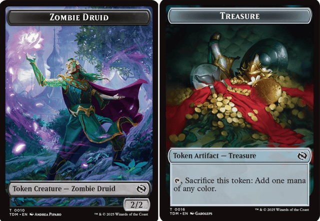 Zombie Druid // Treasure Double-Sided Token